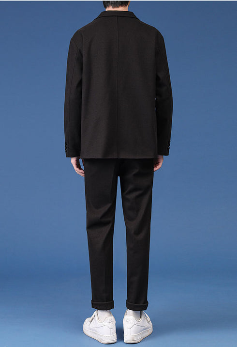 Autumn Woolen Plus Size Men's Casual Slim Fit Suit Jacket